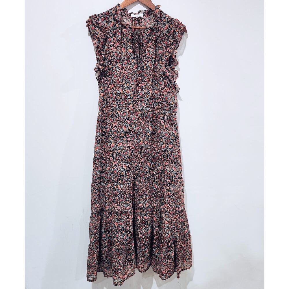 BB Dakota By Steve Madden Womens Black Floral Chiffon Maxi Dress Size Large Boho